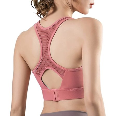 Sport-BH med dragkedja framtill för kvinnor, vadderad, trådlös, fitness-BH med medelstöd, yogabh