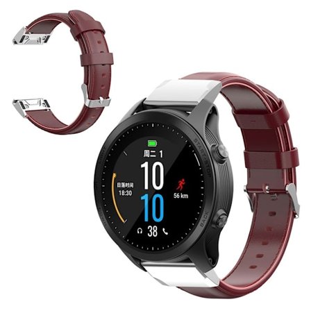 Garmin Fenix 6X Pro simple leather watch band - Wine Red