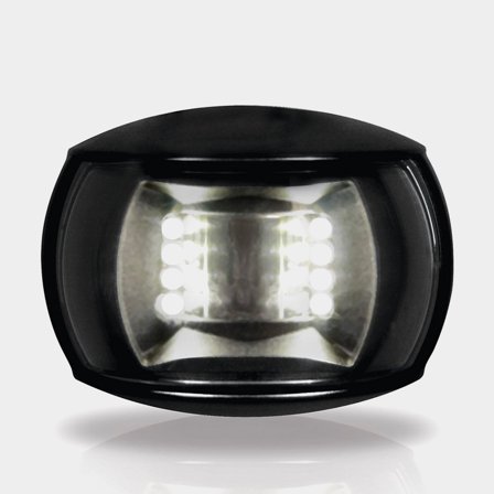 Fanale di poppa per montaggio a poppa Hella Naviled Compact, 0.9 W, 9 - 33 V, 135°, plastica/acrilico nero, 71 x 53 x 33 mm, bianco, per barche <20 