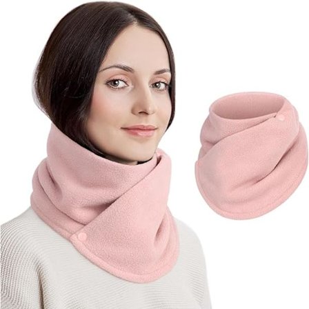 Varm vinterhalsduk för kvinnor Vindtät mjuk fleece halsduk rosrosa 75x20 cm