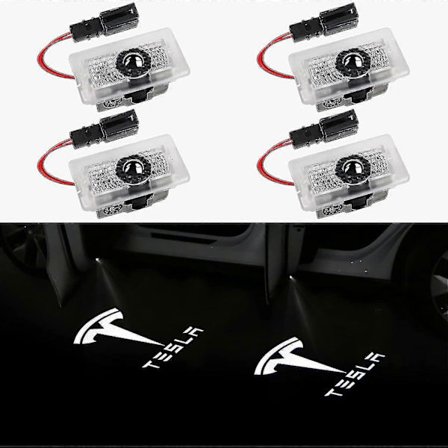 Helt ny dörrprojektorlampa Välkomstlampa Steglampa för Tesla Model 3 Model Y Model S Model X Bildörrlampa Tesla-lampa Tesla-tillbehör, 4 st