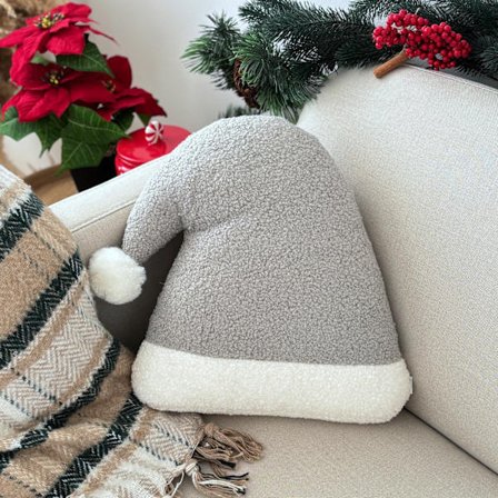 julkudde i form av tomteluva, kudde i form av tomteluva, grå julkudde