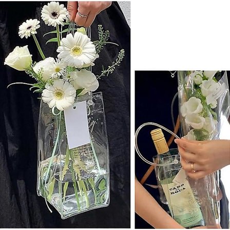 10 stk. gennemsigtige gaveposer, genanvendelige transparente PVC gaveindpakningstotetaske til brudepigegave, babyshower, bryllupsgave, indkøbspose i 