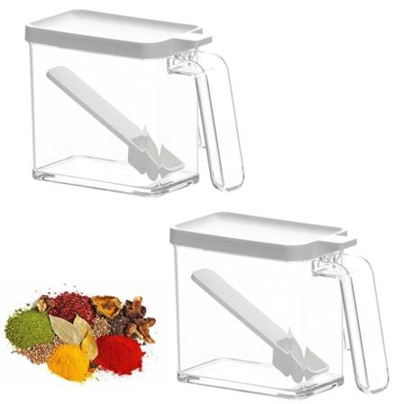 Transparent kökskryddburk kryddbox hushållsförvaringslåda plast mononatriumglutamat sockerburk krydda 2