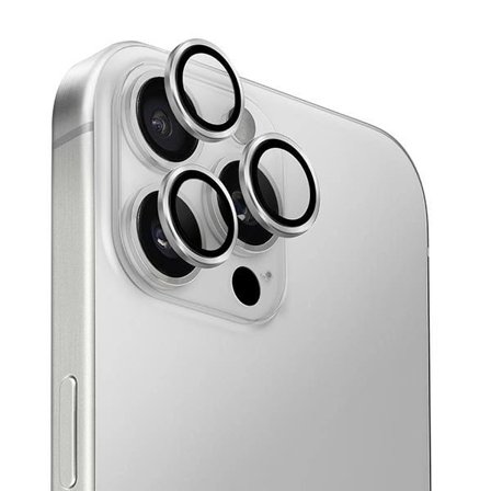 UNIQ iPhone 16 Pro/16 Pro Max Kameralinsskydd Härdat Glas Optix - Silver