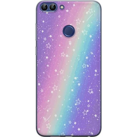 Kompatibelt Mobildeksel til Huawei P smart Rainbow-farget pastellbakgrunn med hvite stjerner og gnistrende prikker i myk overgang