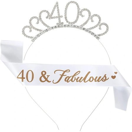 40-vuotissyntymäpäivän Vyö ja Tiara Naisille, 40-vuotissyntymäpäivän Koriste Kristallikruunu Tiara ja 40 & Fabulous Syntymäpäivä Vyö, 40-