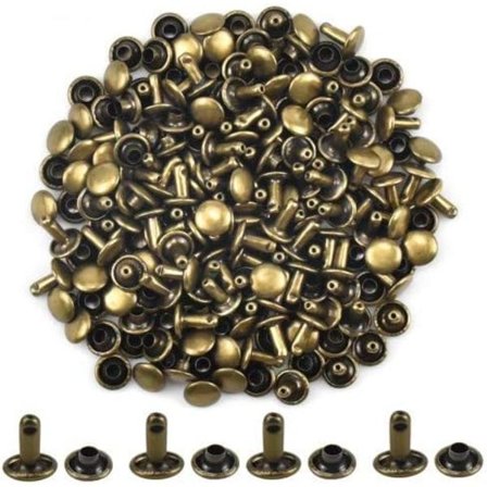 100 st Lädernitar Rörformade Metallnitar Runda Brons Kopparnitar Dubbelsidiga Nitar Tryckknappar för Läderhantverk Väskor Skor