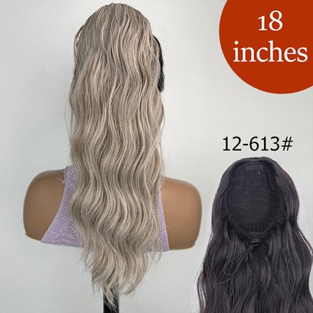 34 tommer syntetisk hestehale hårforlængelsesclips i falsk paryk-hårstykke Blond viklet rundt Pigtail Lang glat overhead hestehale