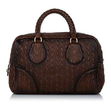 Prada Vintage, Pre-owned Quilted Leather Handbag Bruin, Dames, Maat:ONE Size,gevlochten