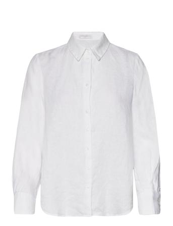 Linen 100% Shirt Langermet Skjorte Hvit Mango*Betinget Tilbud