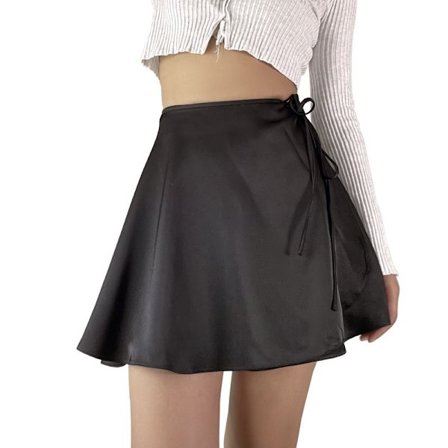 100% Mullbärssilke Satin Shark Byxor Sommar Hög Midja Knytband A-linje Kjol - Elegant och Bekväm