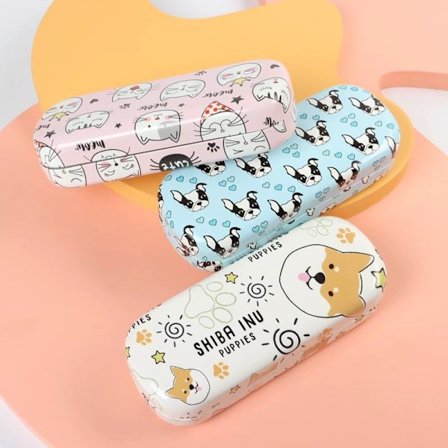 3 stk. Brilleetui Sødt Tegneserie Mønster PU Tryk Klassisk Brille Opbevaringsboks Børn Nærsynethed Briller Solbriller Etui