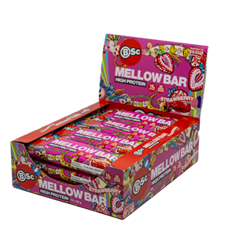 12 x BSc Mellow Bar 50 g Strawberry - Bodyman.dk