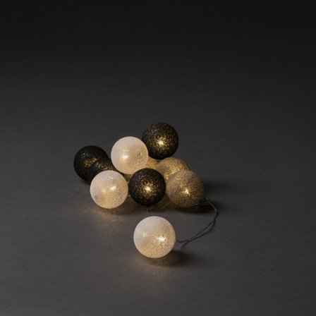 Konstsmide 3133-573 Lysslynge Garnkuler, hvit/grå/svart 10 stk, Belysning