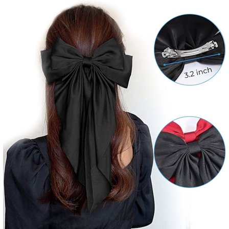 3 stk. Hårspænder med Satinbånd, Bånd Hårklemmer Stor Sløjfe