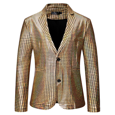 Miesten Metalli Takki Blazer 70-luvun Disco Party Urheilutakki