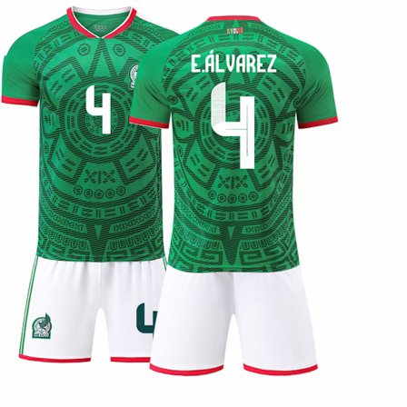 2025–2026 Mexico VM Hjemme Barn Voksen Fotballdrakt Sett Nr.14 Nr.16 Nr.9 Raúl Nr.22 Lozano Grønn