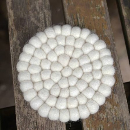 Uldfilt glasunderlag Filt dækkeservietter HVID