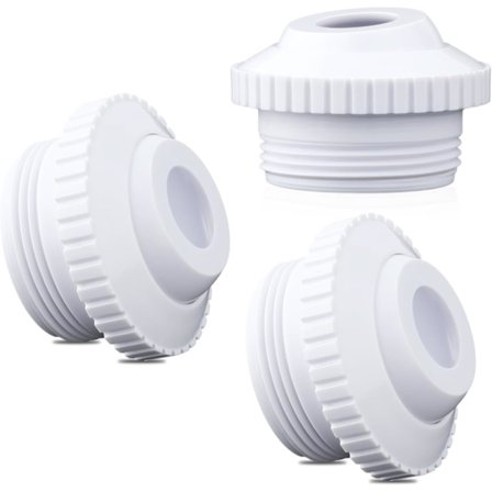 3-pak Pool Jet Dyser, Hvide Svømmepølsretur Jet Fittings - Justerbare Flow Øjeæble Indløb til Pool Vandcirkulationssystem