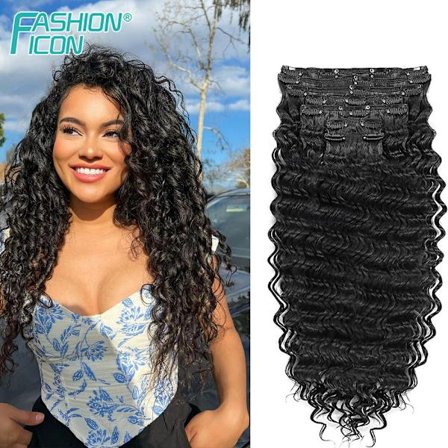Syntetisk Deep Wave Clip In Hair Extensions 7 Stk/Sæt 140g Ombre Blond Fake Hair Full Head Hairpiece Curly Clip Ins Hair 24Tommer