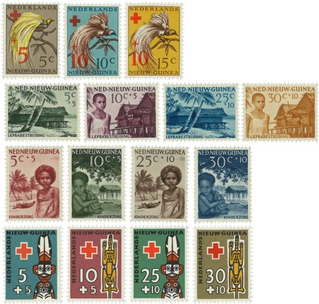 Hollandsk Ny Guinea 1955-1958 - NVPH 38-52 - Postfrisk