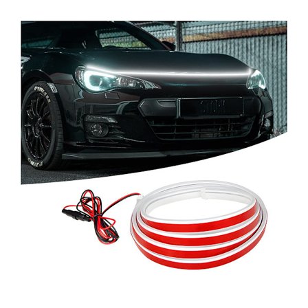 LED Lysstribe til Bilmotorhjelm, 12V 180cm Super Lyse Dynamiske Kørelys, Vandtæt Udvendig Lysbjælke, Motorsæt Lys til Biler, Lastbiler