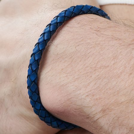 Blue & Black Leather Bracelet for Men - Leather bracelets