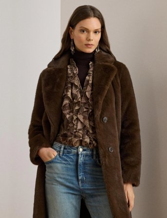 Lauren Ralph Lauren Faux-Fur Coat - Brown - XL
