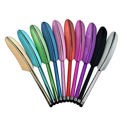 5 st Fjäder Kapacitiv Stylus Metall Pekskärmspenna Handskrift Kapacitiva Pennor för Telefon Surfplatta (Blandade Färger)