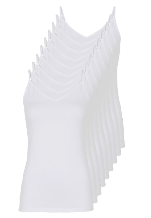 Decoy Ekologisk Bomull, Undertröja Tynd Axelband, 9-pack, Vit Linnen Dam M