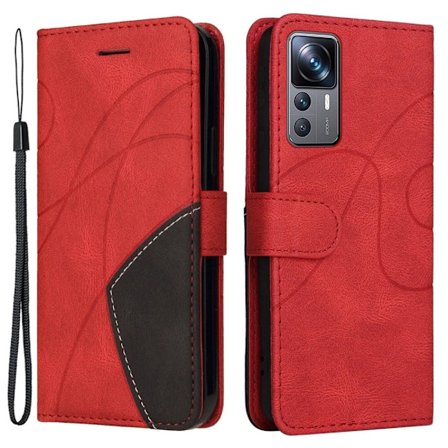 Teksturoitu nahkakotelo hihnalla Xiaomi 12T / Xiaomi 12T Pro / Xiaomi Redmi K50 Ultra - Punainen