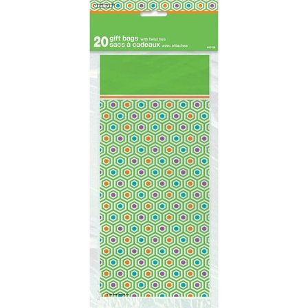 Unika fest Polka Dot Cellophane-festpåsar (20-pack) En storlek Citrus/Grön