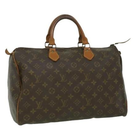 Louis Vuitton Vintage, Pre-owned Speedy 35 Monogram Handbag Bruin, Dames, Maat:ONE Size,leather