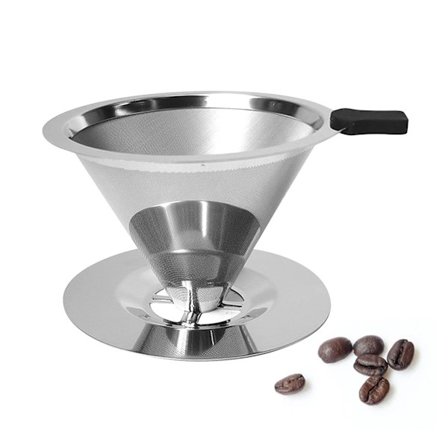 Genanvendeligt kaffefilter i rustfrit stål med bundstativ, professionelt kaffefilter til drypkaffemaskine, holdbart, til kaffeelskere