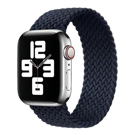 Kellon ranneke Apple Watch iWatch 38/40/41mm S-koko joustava yksilenkki hiilenmusta ripauksella sinistä