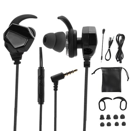 3,5 mm In Ear Gaming Headset med Mikrofon HiFi Stereo Ljud Subwoofer Mini Hörlurar Svart Silver