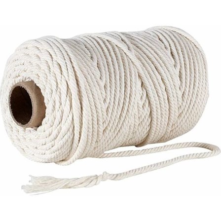 Jute bomullsgarn 4 mm x 100 m, 100 % naturlig bomullssnor, dekorativ