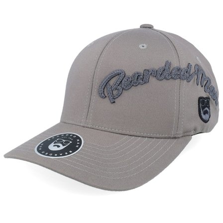 Bearded Man - Grå flexfit Caps - Side Arch 3d Logo Grey Wooly Combed Flexfit @ Hatstore