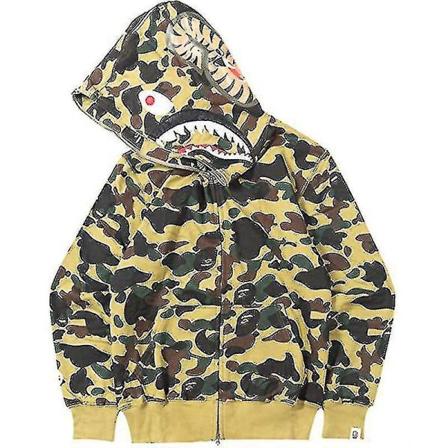 Hettegenser for menn Camo jakke med løs glidelås for menn Gutt H Yellow 3XL