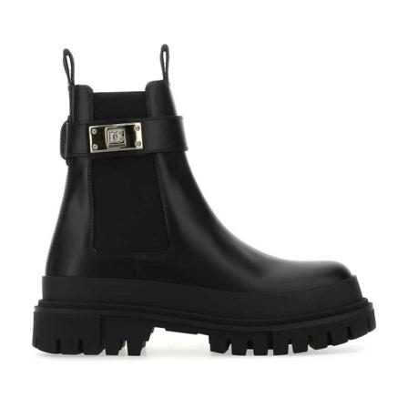 Dolce & Gabbana Ankle Støvler With Branded Strap Sort, Dame, Størrelse: 36 EU