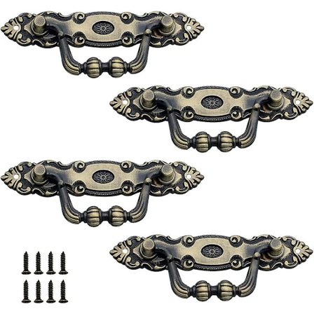 4 kpl Laatikonkahvat Vanha Sinkkipronssi Laatikonkahva Vintage-Huonekalujen Kahva Koriste Retro-Ovikaappi Ruuveilla Huonekaluille Ovi Kaappi Laatikko