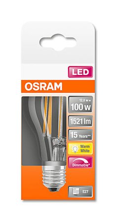 OSRAM LED Classic A 100 12W 2700K klar dim E27
