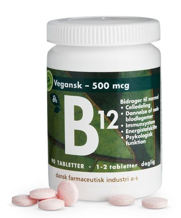 Dansk Farmaceutisk Industri B12 Vitamin 500 mcg 90 tabl., Helse & Madvarer, B-vitamin, B12 Vitamin
