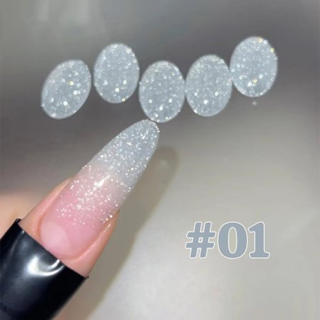 1-16 st WS Sommar Höst Naglar Halloween Naglar Vit Rosa Fint Glitter Krossad Diamant Gel Nagellack Super Flash Nagelkonst