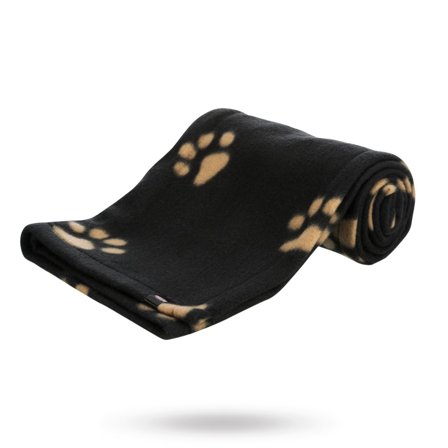 Trixie - Trixie Barney Fleece Filt - Svart Med Tass 100x70 cm - Resa med djur- Kyldynor & kylvästar till hundar