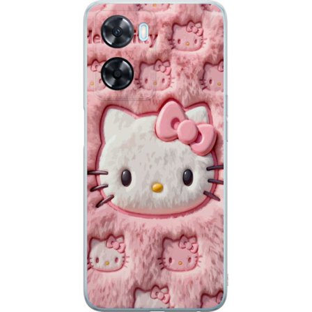 Kompatibelt Mobildeksel til OnePlus Nord N20 SE Hello Kitty rosa fluffy bakgrunn med ikoniskt ansikt og kawaii-estetikk
