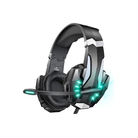 Stereo Gaming Headset för Ps4 Pc Xbox One Ps5 Controller Brusreducerande Hörlurar med Mikrofon Led Ljus Svart YEMAESRE