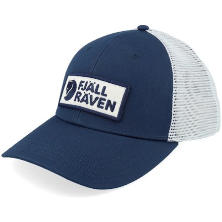 Fjällräven - Azul trucker Gorra - Box Logo Långtradarkeps Navy/White Trucker @ Hatstore