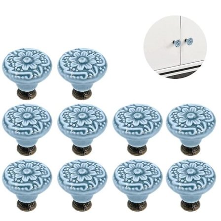 10 stk Skuffesknopper Keramiske Vintage Knapper Greb Til Skab